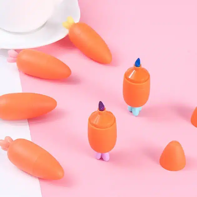 Cute Cartoon Carrot Highlighters - Vibrant and Portable Mini Art Pens for Students" - Image 2