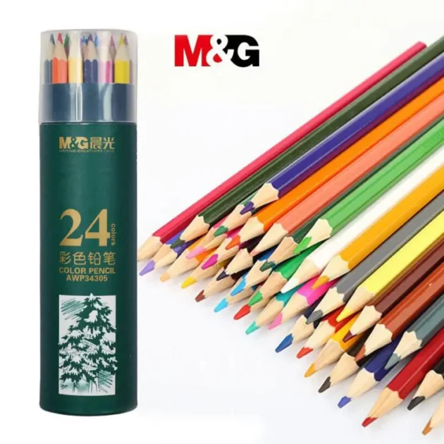 M&G Pack of 24 Color Pencils - Non Toxic - Pre Sharpened - Hexagonal Anti Slip Shape