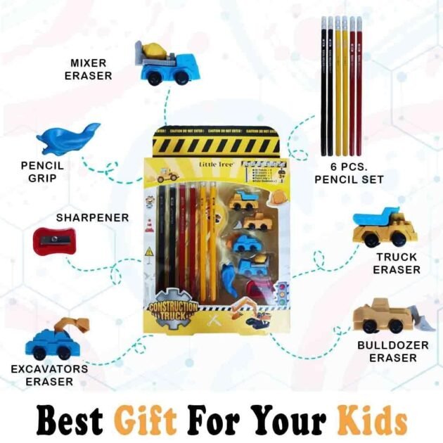 Fun Blast Construction Truck Theme Stationery Kit for Kids - Image 7