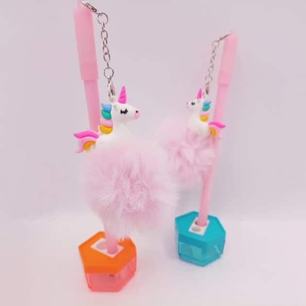 Gel Ink Pen With Cute Fur Unicorn Medal - Image 10