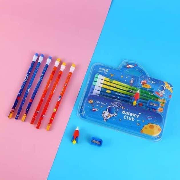 Galaxy Club Stationery Set / Gift Set (1 Pencil box 6 Pencils 1 3D Eraser 1 Sharpener) - Image 3