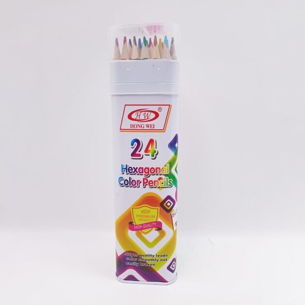 Hong Wei HW Hexagonal Color Pencils Set Of 24 Pcs. - Multi Color