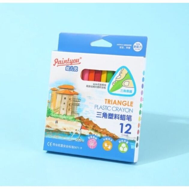 Plastic Crayons Set 12 Vibrant Colours - Image 2