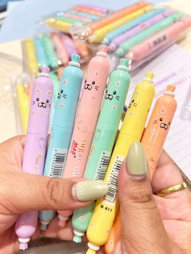 Cute Sausage Shape Cat Highlighter Set of 6 - Image 4