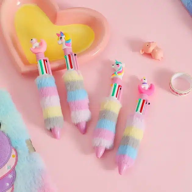 Unicorn Fluffy 6 Colored Ballpoint Pen - Image 2