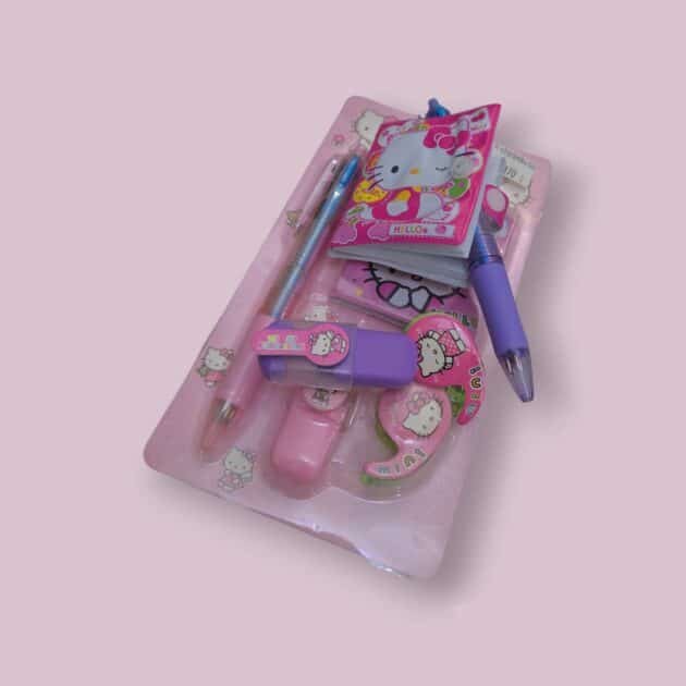 Hello Kitty 4-Piece Stationery Set with Pocket Diary, Pen, Washi Tape & Highlighter - Perfect for Kids' Creative ! 📔🖊️🌈 - Image 2